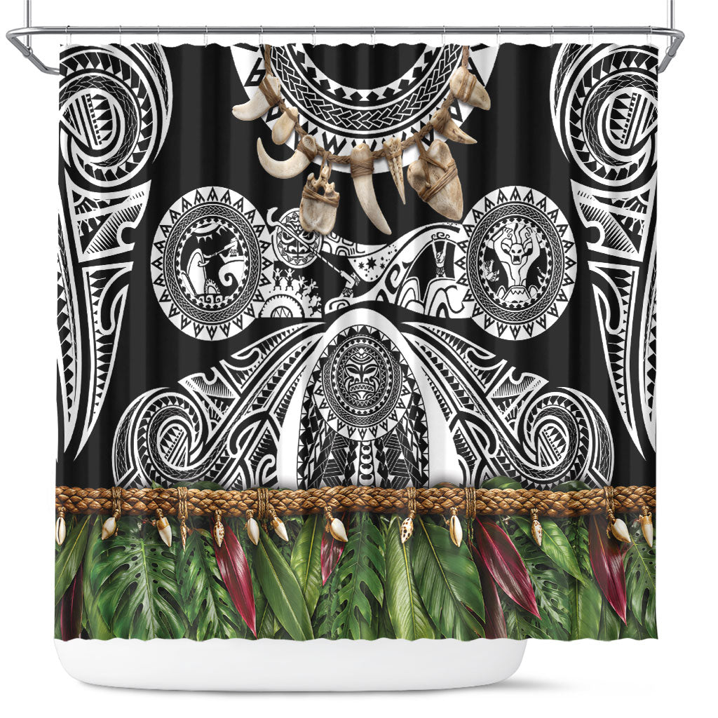 Polynesia Maui Black Tattoo Inspired Shower Curtain Tropical Leaf Skirt Costume DT05 Black - Polynesian Pride
