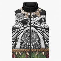 Polynesia Maui Black Tattoo Inspired Sleeveless Puffer Jacket Tropical Leaf Skirt Costume DT05 Unisex Black - Polynesian Pride