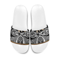 Polynesia Maui Black Tattoo Inspired Slide Sandals Tropical Leaf Skirt Costume
