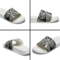 Polynesia Maui Black Tattoo Inspired Slide Sandals Tropical Leaf Skirt Costume