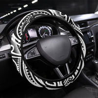 Polynesia Maui Black Tattoo Inspired Steering Wheel Cover Tropical Leaf Skirt Costume DT05 Universal Fit Black - Polynesian Pride