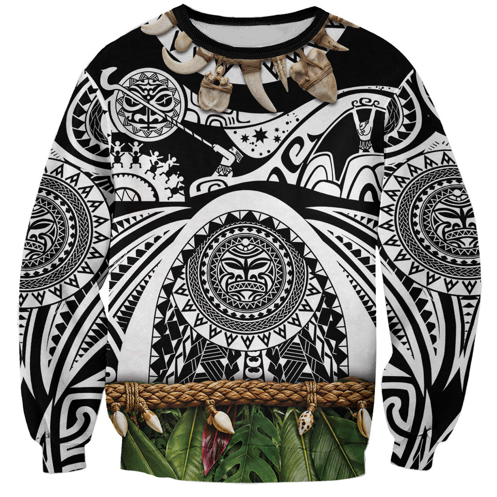 Polynesia Maui Black Tattoo Inspired Sweatshirt Tropical Leaf Skirt Costume