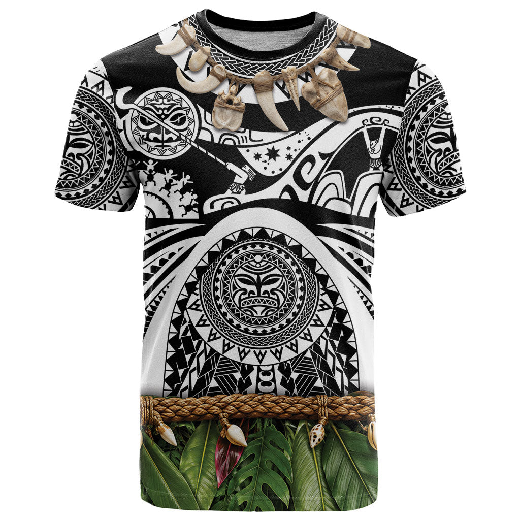 Polynesia Maui Black Tattoo Inspired T Shirt Tropical Leaf Skirt Costume DT05 Black - Polynesian Pride
