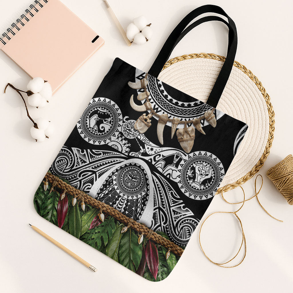 Polynesia Maui Black Tattoo Inspired Tote Bag Tropical Leaf Skirt Costume