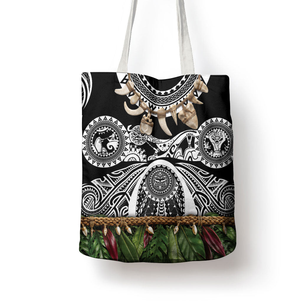 Polynesia Maui Black Tattoo Inspired Tote Bag Tropical Leaf Skirt Costume