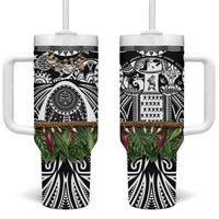 Polynesia Maui Black Tattoo Inspired Tumbler With Handle Tropical Leaf Skirt Costume DT05 One Size: 40 oz Black - Polynesian Pride