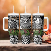Polynesia Maui Black Tattoo Inspired Tumbler With Handle Tropical Leaf Skirt Costume DT05 - Polynesian Pride