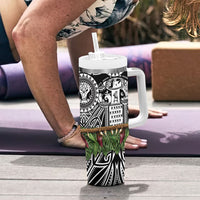 Polynesia Maui Black Tattoo Inspired Tumbler With Handle Tropical Leaf Skirt Costume DT05 - Polynesian Pride