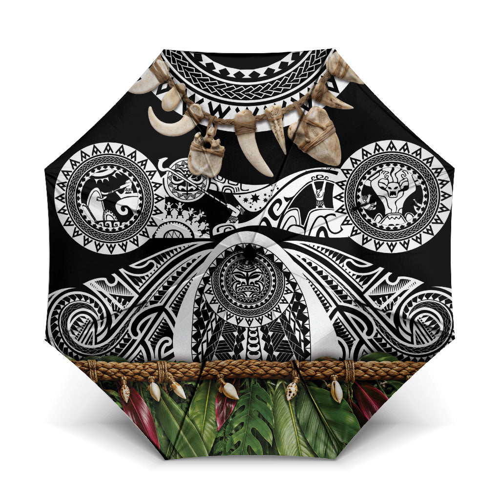 Polynesia Maui Black Tattoo Inspired Umbrella Tropical Leaf Skirt Costume DT05 One Size Folded 11.42 inch Opened Diameter 37.4 inch Black - Polynesian Pride