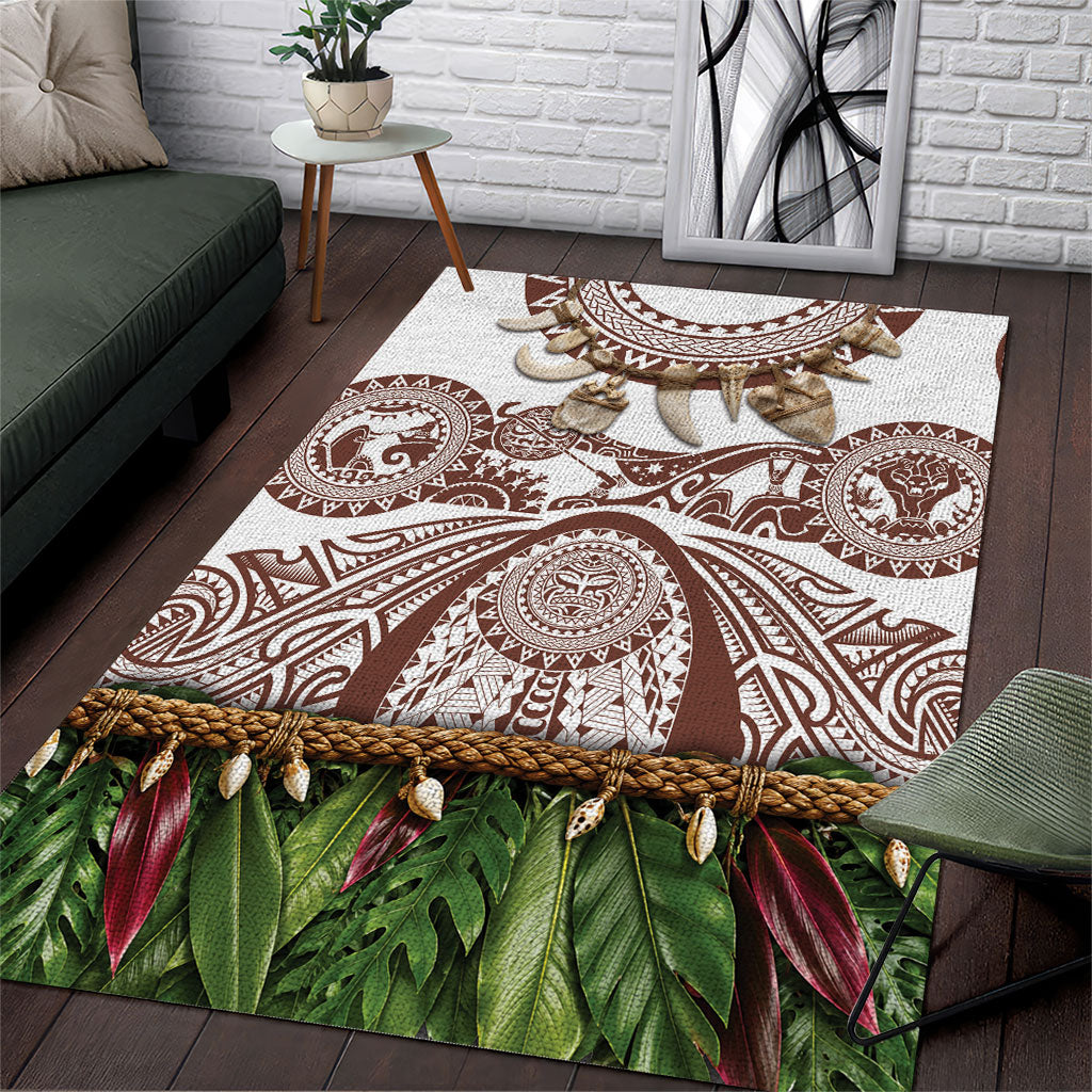 Polynesia Maui Umber Tattoo Inspired Area Rug Tropical Leaf Skirt Costume DT05 Brown - Polynesian Pride