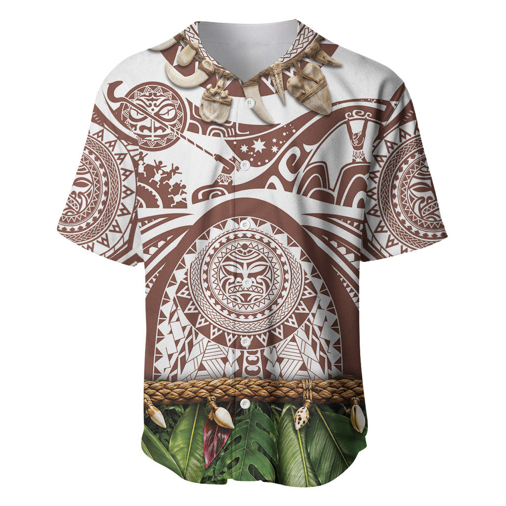 Polynesia Maui Umber Tattoo Inspired Baseball Jersey Tropical Leaf Skirt Costume DT05 Brown - Polynesian Pride