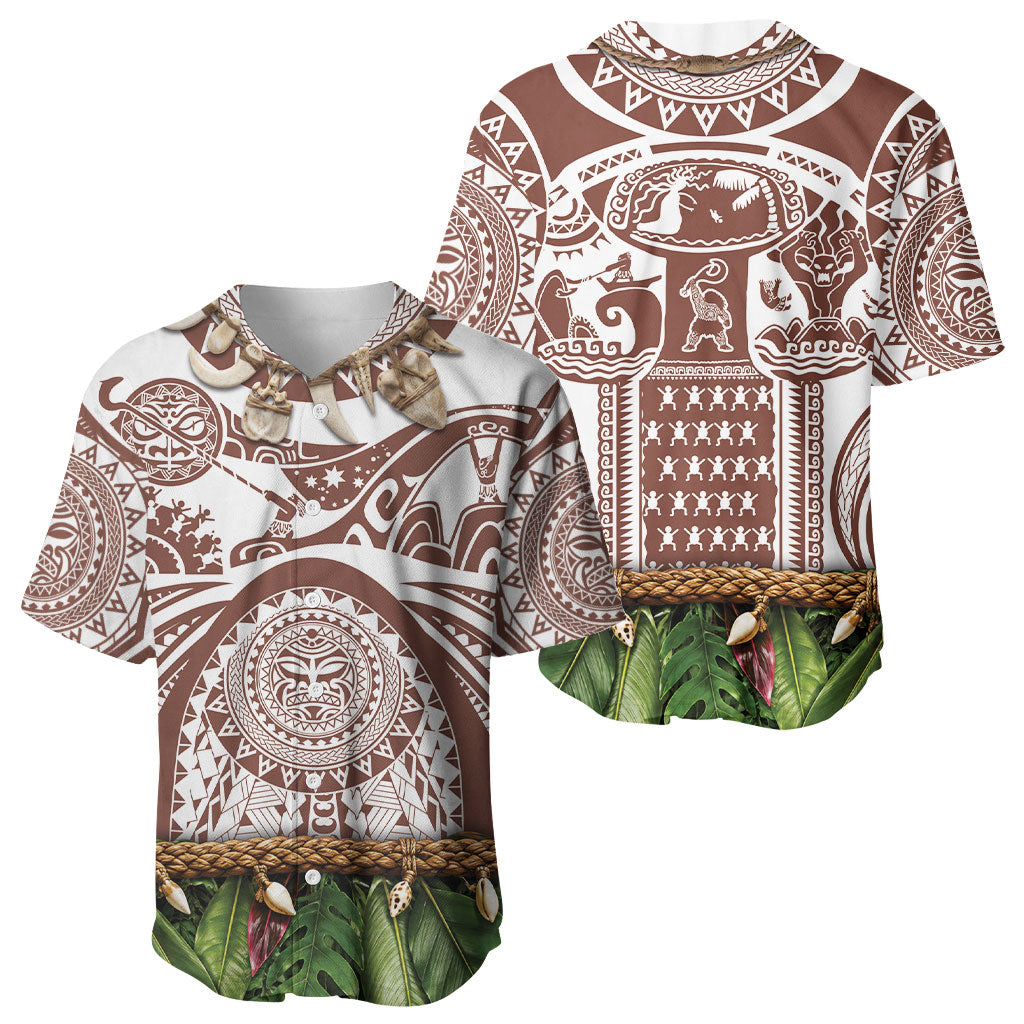 Polynesia Maui Umber Tattoo Inspired Baseball Jersey Tropical Leaf Skirt Costume DT05 - Polynesian Pride