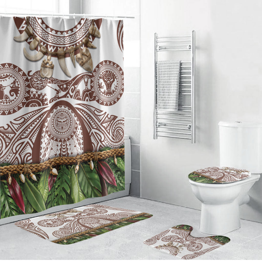 Polynesia Maui Umber Tattoo Inspired Bathroom Set Tropical Leaf Skirt Costume DT05 Bathroom Set (4 pcs) Brown - Polynesian Pride