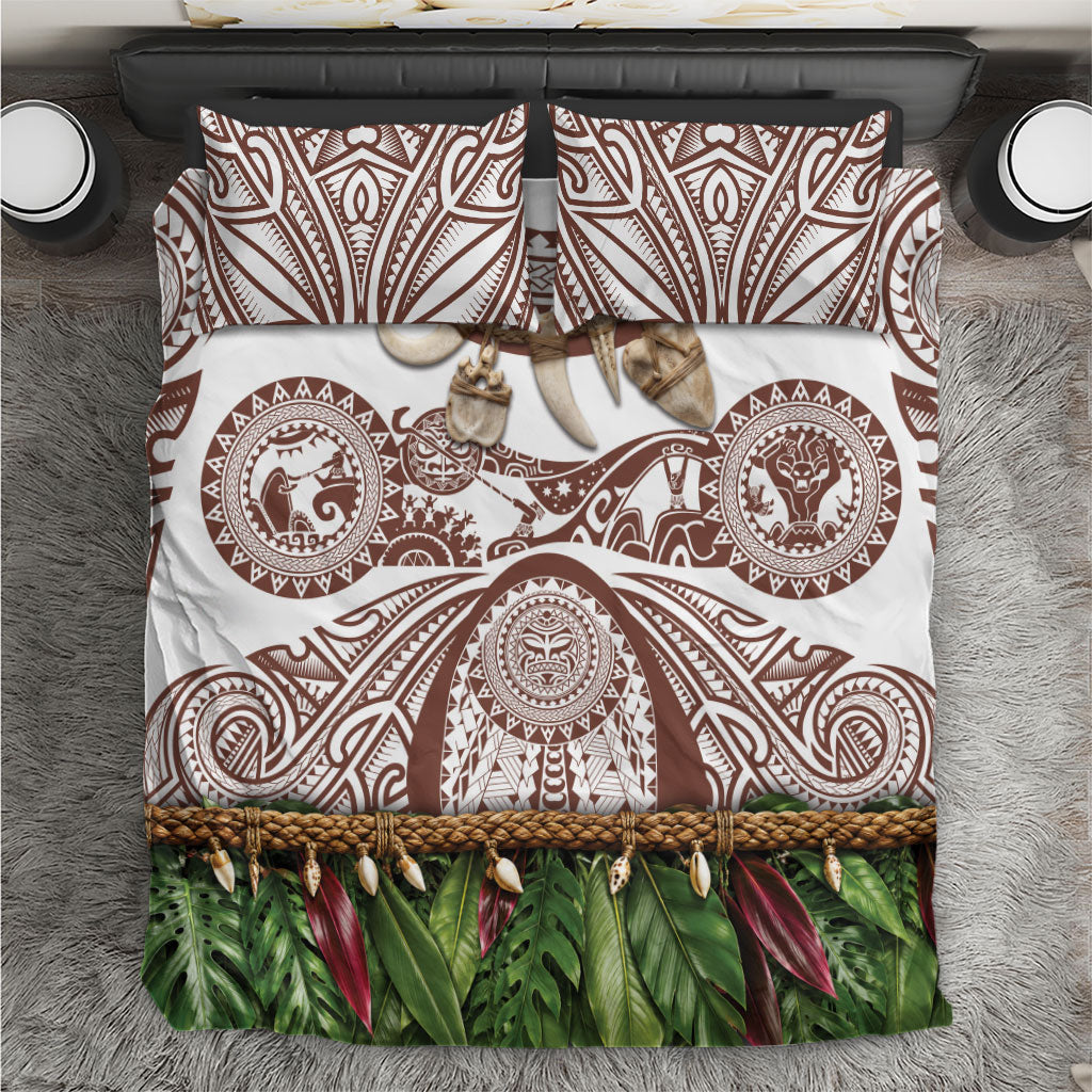 Polynesia Maui Umber Tattoo Inspired Bedding Set Tropical Leaf Skirt Costume