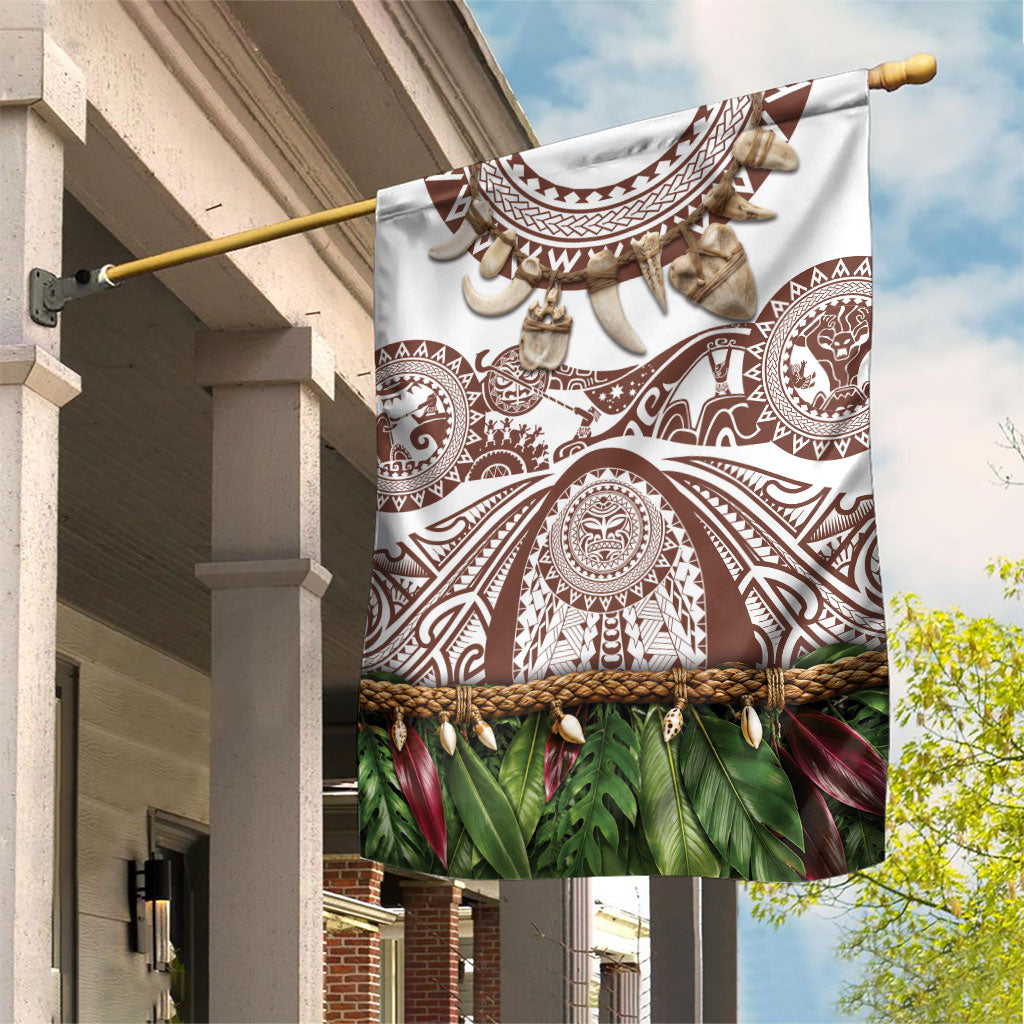 Polynesia Maui Umber Tattoo Inspired Garden Flag Tropical Leaf Skirt Costume DT05 House Flag Brown - Polynesian Pride