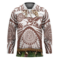 Polynesia Maui Umber Tattoo Inspired Hockey Jersey Tropical Leaf Skirt Costume DT05 Unisex Brown - Polynesian Pride