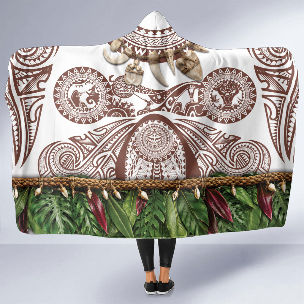 Polynesia Maui Umber Tattoo Inspired Hooded Blanket Tropical Leaf Skirt Costume DT05 One Size Brown - Polynesian Pride