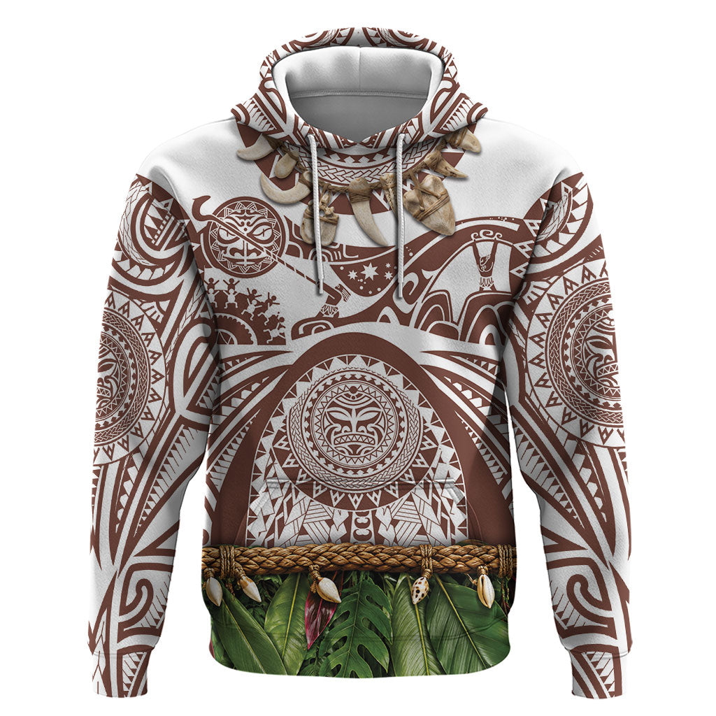 Polynesia Maui Umber Tattoo Inspired Hoodie Tropical Leaf Skirt Costume DT05 Pullover Hoodie Brown - Polynesian Pride
