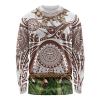 Polynesia Maui Umber Tattoo Inspired Long Sleeve Shirt Tropical Leaf Skirt Costume DT05 Unisex Brown - Polynesian Pride