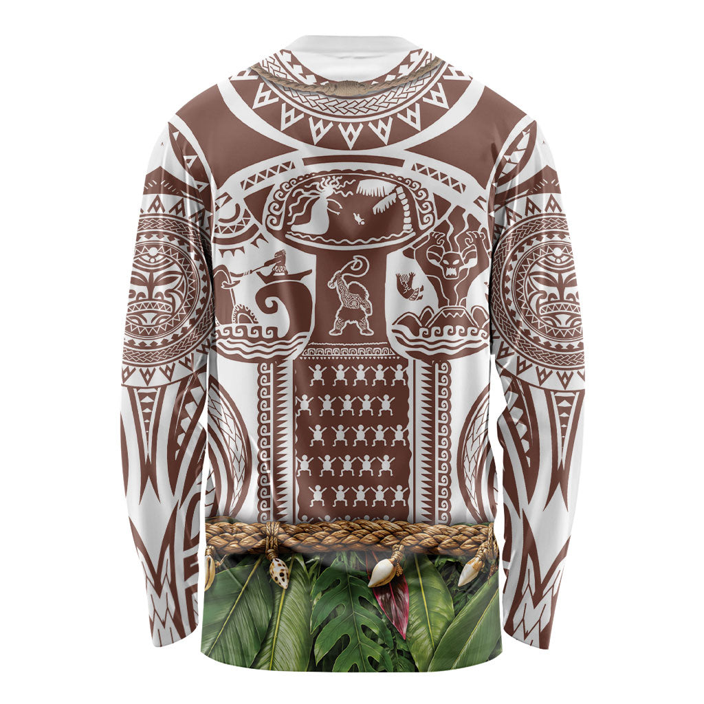 Polynesia Maui Umber Tattoo Inspired Long Sleeve Shirt Tropical Leaf Skirt Costume DT05 - Polynesian Pride
