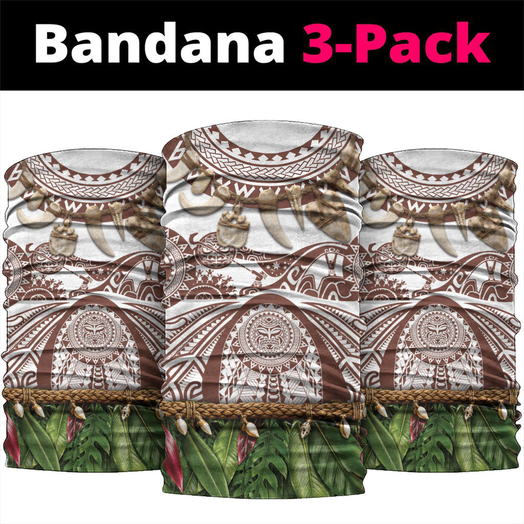 Polynesia Maui Umber Tattoo Inspired Neck Gaiter Tropical Leaf Skirt Costume