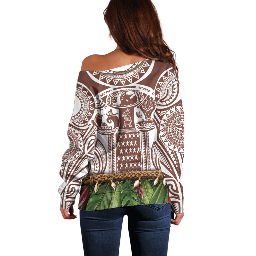 Polynesia Maui Umber Tattoo Inspired Off Shoulder Sweater Tropical Leaf Skirt Costume DT05 - Polynesian Pride