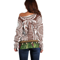 Polynesia Maui Umber Tattoo Inspired Off Shoulder Sweater Tropical Leaf Skirt Costume DT05 - Polynesian Pride
