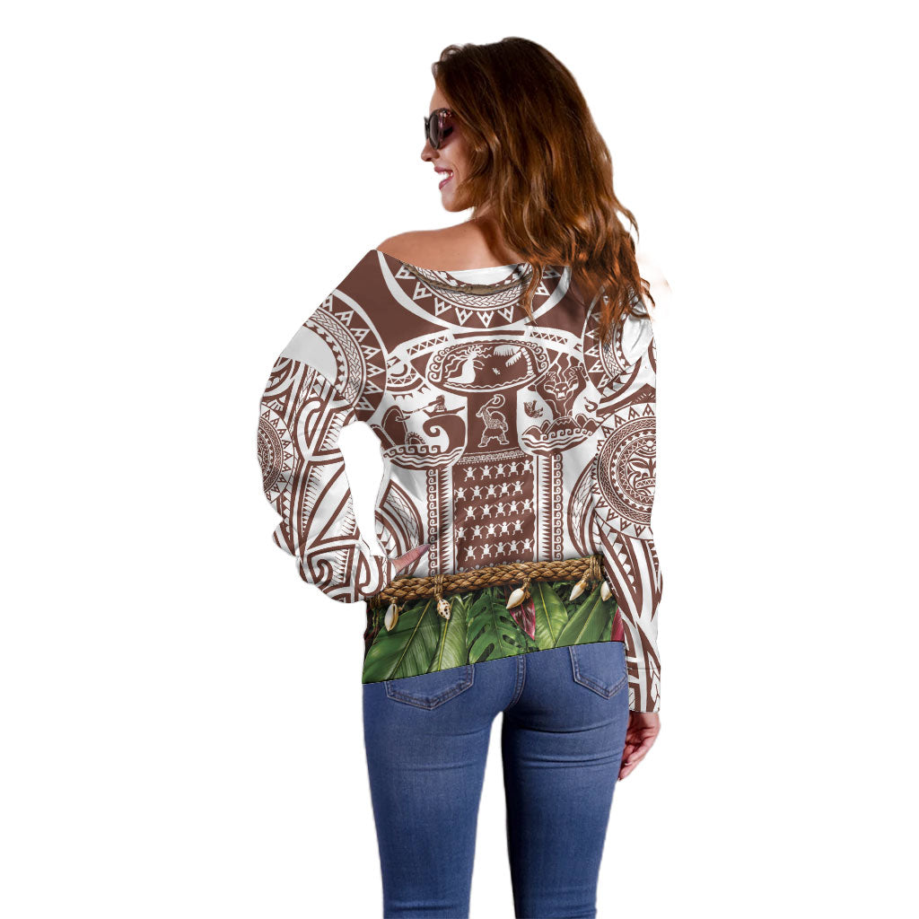 Polynesia Maui Umber Tattoo Inspired Off Shoulder Sweater Tropical Leaf Skirt Costume DT05 - Polynesian Pride