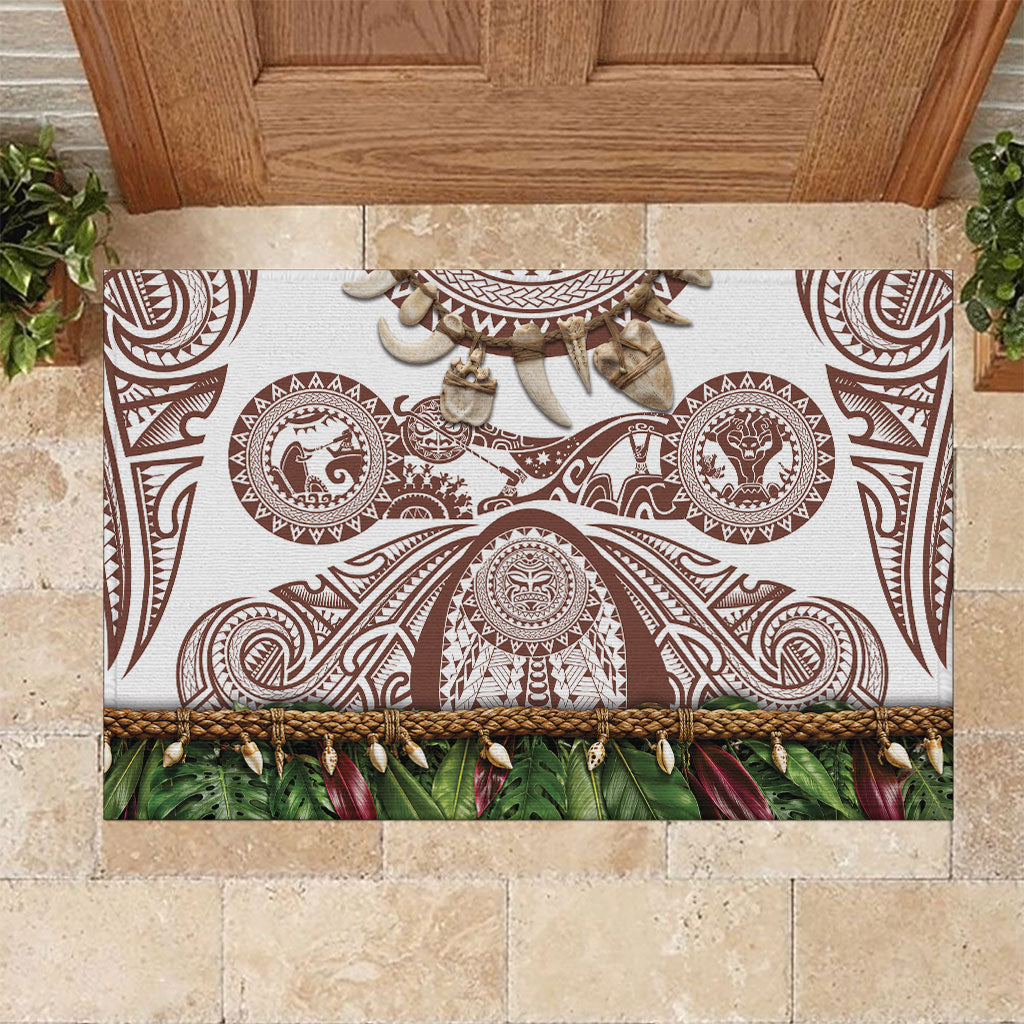 Polynesia Maui Umber Tattoo Inspired Rubber Doormat Tropical Leaf Skirt Costume DT05 Brown - Polynesian Pride