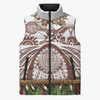 Polynesia Maui Umber Tattoo Inspired Sleeveless Puffer Jacket Tropical Leaf Skirt Costume DT05 Unisex Brown - Polynesian Pride