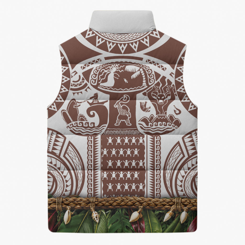 Polynesia Maui Umber Tattoo Inspired Sleeveless Puffer Jacket Tropical Leaf Skirt Costume DT05 - Polynesian Pride
