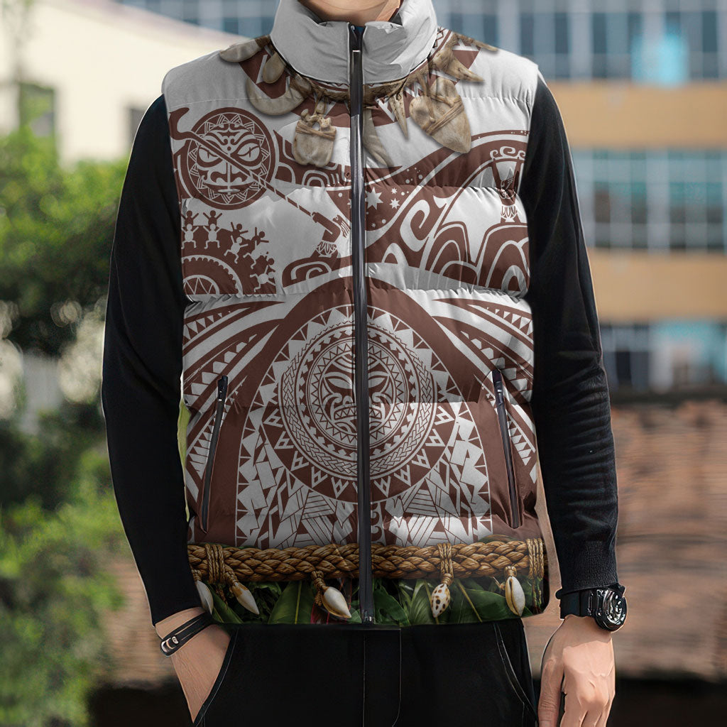 Polynesia Maui Umber Tattoo Inspired Sleeveless Puffer Jacket Tropical Leaf Skirt Costume DT05 - Polynesian Pride