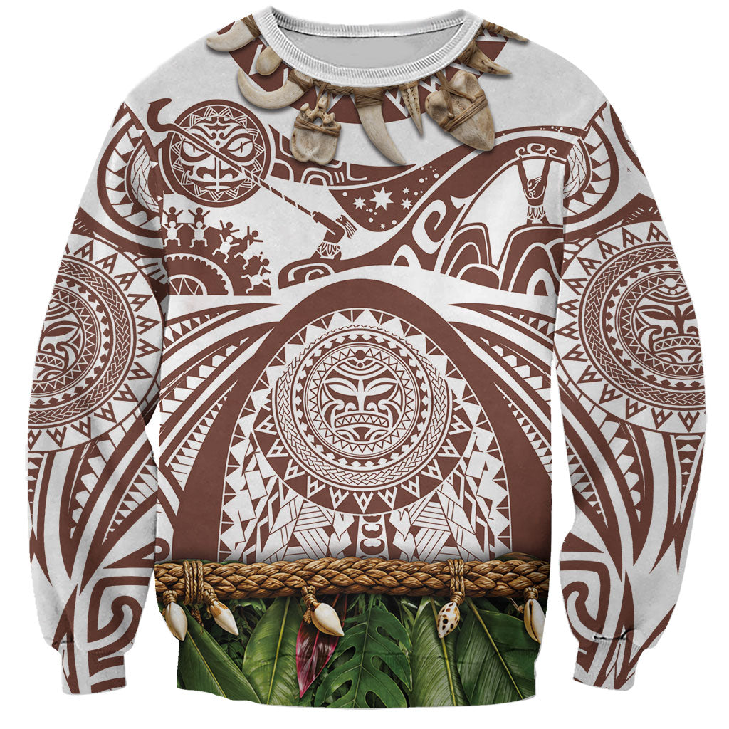 Polynesia Maui Umber Tattoo Inspired Sweatshirt Tropical Leaf Skirt Costume