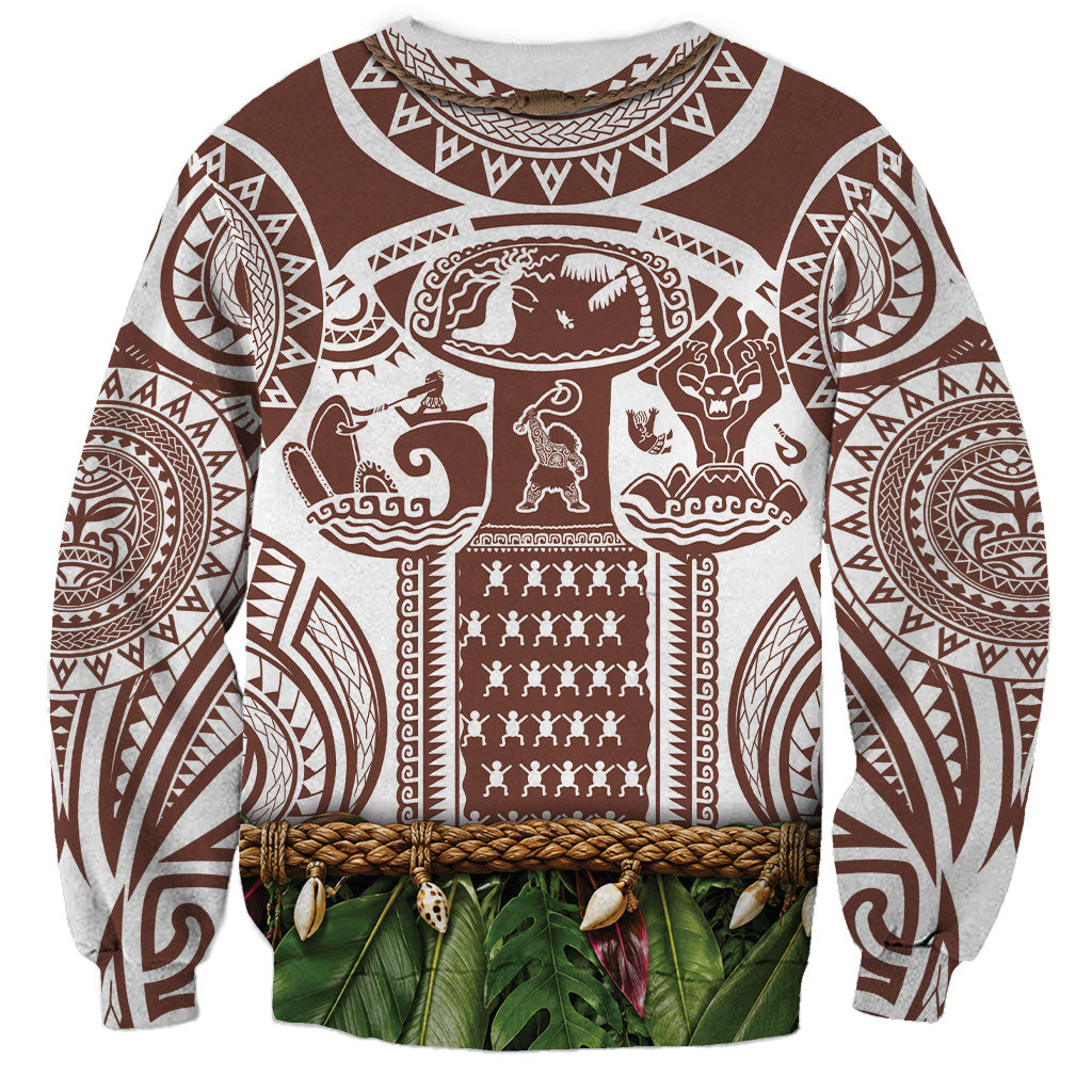 Polynesia Maui Umber Tattoo Inspired Sweatshirt Tropical Leaf Skirt Costume
