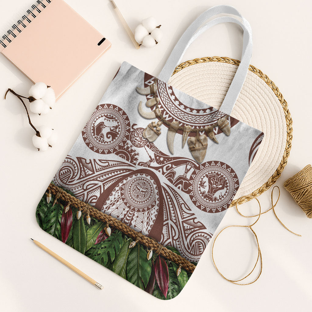 Polynesia Maui Umber Tattoo Inspired Tote Bag Tropical Leaf Skirt Costume DT05 White Strap One Size Brown - Polynesian Pride