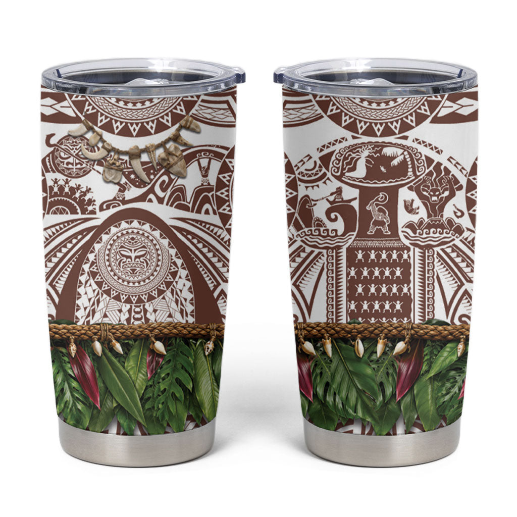 Polynesia Maui Umber Tattoo Inspired Tumbler Cup Tropical Leaf Skirt Costume DT05 Brown - Polynesian Pride