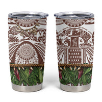 Polynesia Maui Umber Tattoo Inspired Tumbler Cup Tropical Leaf Skirt Costume DT05 Brown - Polynesian Pride