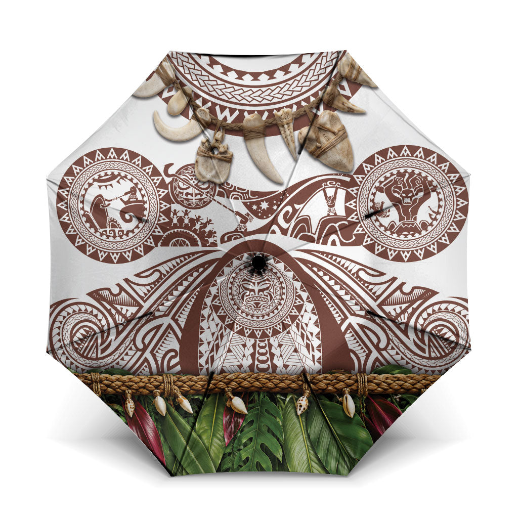 Polynesia Maui Umber Tattoo Inspired Umbrella Tropical Leaf Skirt Costume DT05 One Size Folded 11.42 inch Opened Diameter 37.4 inch Brown - Polynesian Pride