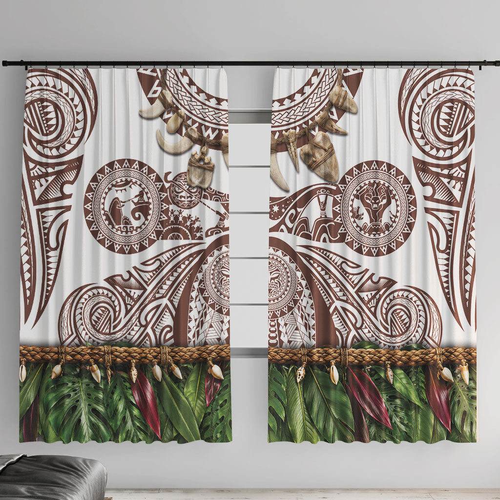 Polynesia Maui Umber Tattoo Inspired Window Curtain Tropical Leaf Skirt Costume DT05 With Hooks Brown - Polynesian Pride