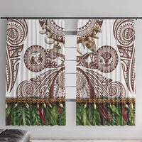 Polynesia Maui Umber Tattoo Inspired Window Curtain Tropical Leaf Skirt Costume DT05 With Hooks Brown - Polynesian Pride