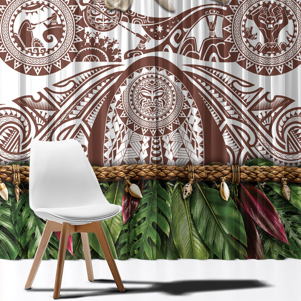 Polynesia Maui Umber Tattoo Inspired Window Curtain Tropical Leaf Skirt Costume DT05 - Polynesian Pride