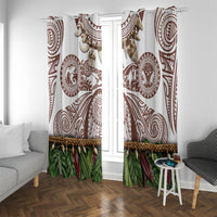 Polynesia Maui Umber Tattoo Inspired Window Curtain Tropical Leaf Skirt Costume DT05 With Grommets Brown - Polynesian Pride