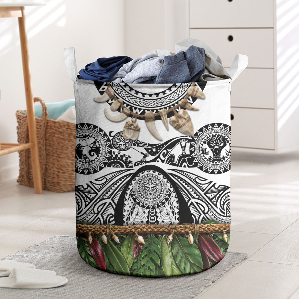 Polynesia Maui White Tattoo Inspired Laundry Basket Tropical Leaf Skirt Costume