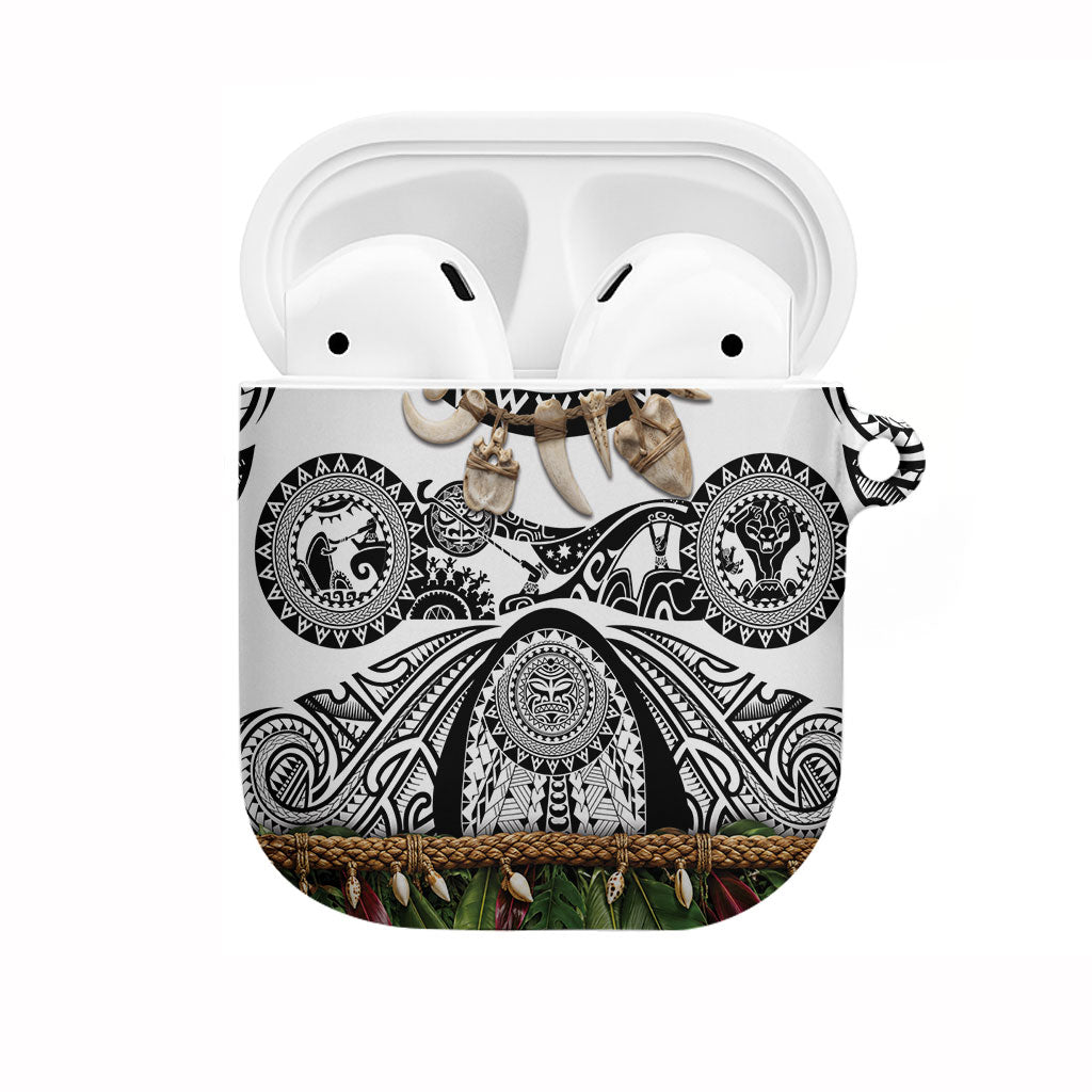 Polynesia Maui White Tattoo Inspired AirPods Case Tropical Leaf Skirt Costume