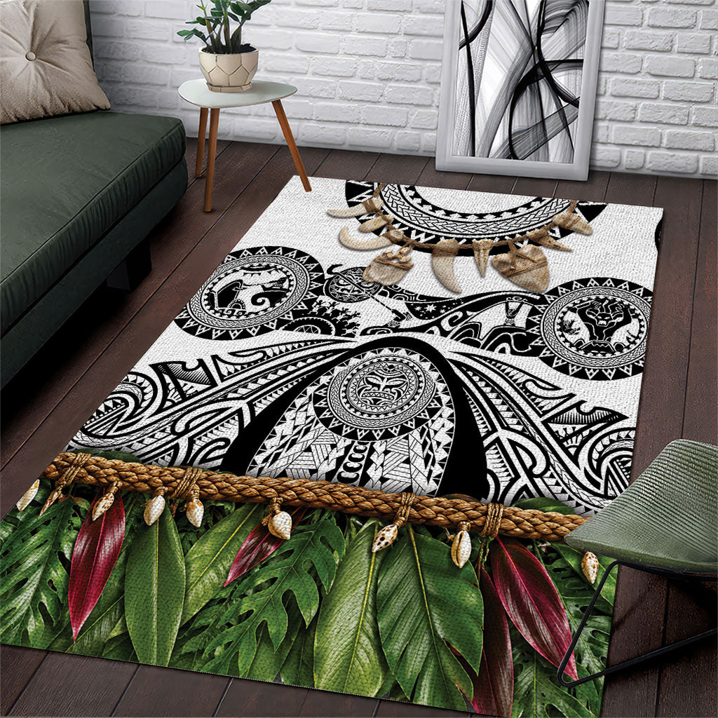Polynesia Maui White Tattoo Inspired Area Rug Tropical Leaf Skirt Costume DT05 White - Polynesian Pride