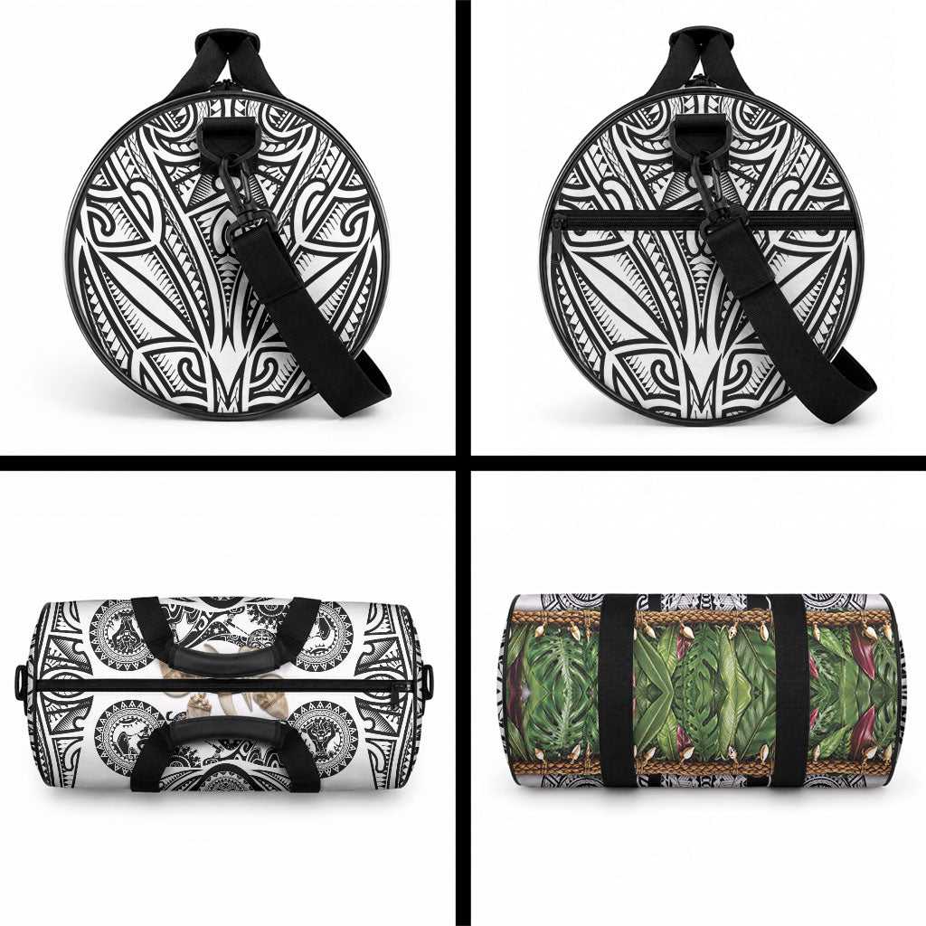 Polynesia Maui White Tattoo Inspired Duffle Bag Tropical Leaf Skirt Costume