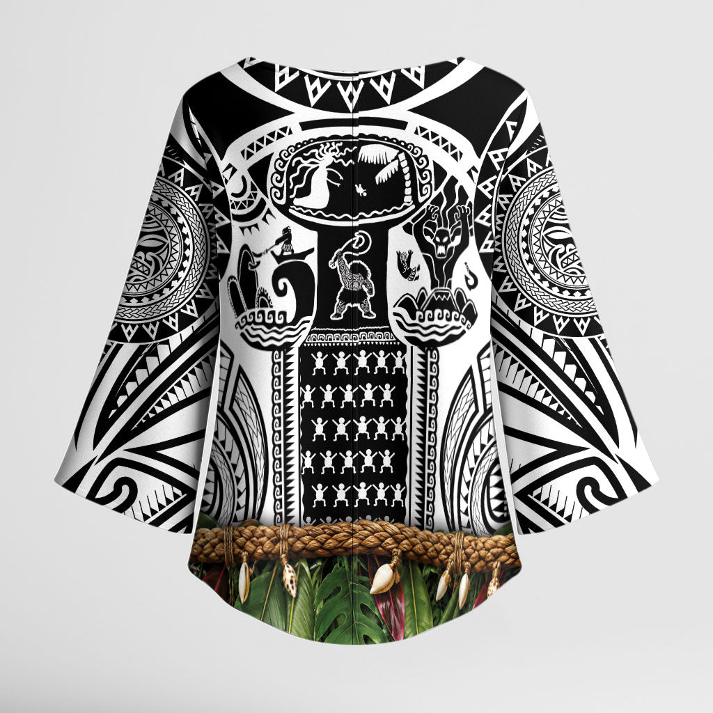 Polynesia Maui White Tattoo Inspired Kimono Sleeve Blouse Tropical Leaf Skirt Costume DT05 - Polynesian Pride