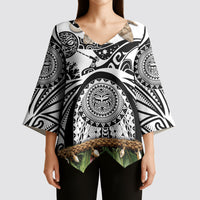 Polynesia Maui White Tattoo Inspired Kimono Sleeve Blouse Tropical Leaf Skirt Costume DT05 - Polynesian Pride