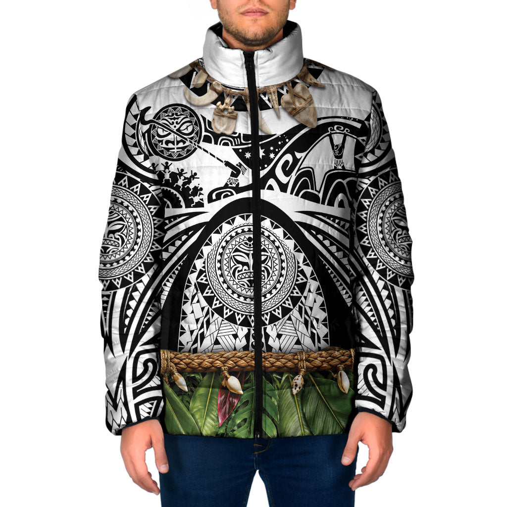 Polynesia Maui White Tattoo Inspired Padded Jacket Tropical Leaf Skirt Costume
