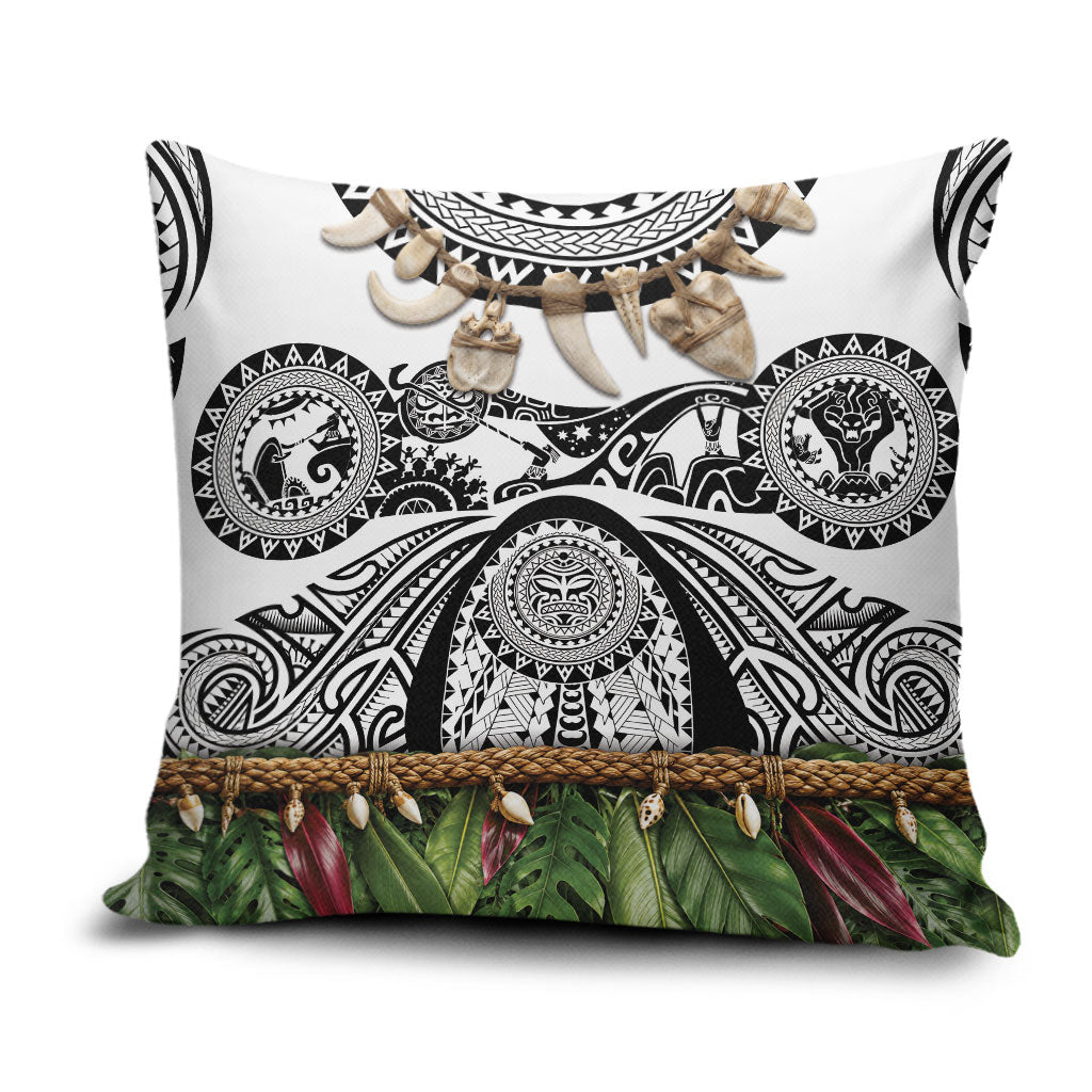 Polynesia Maui White Tattoo Inspired Pillow Cover Tropical Leaf Skirt Costume